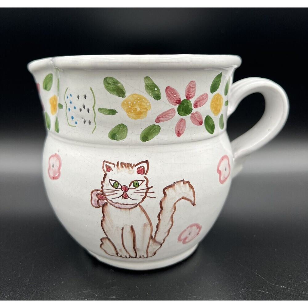 Bentson-West Designs 5” Hand Painted Pottery Pitcher Brown Cat Made in Portugal